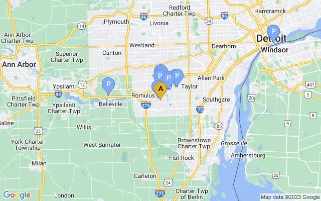 Detroit Metro Wayne County Airport  lots map
