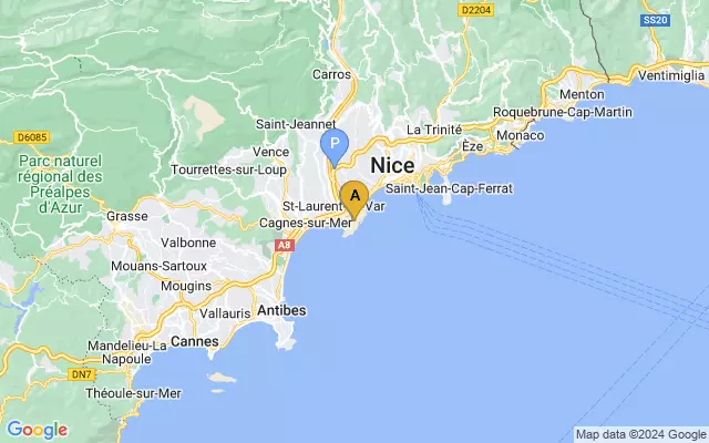 Nice Côte d'Azur Airport lots map