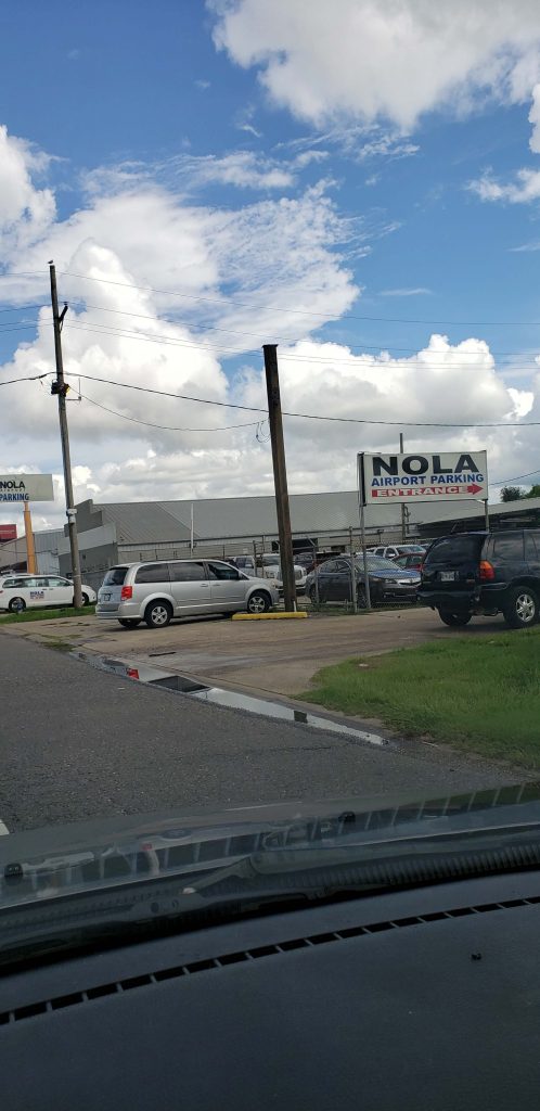 NOLA Airport Parking Entrance and Sign