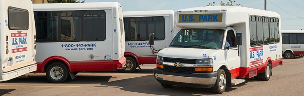 US Park MSY Shuttle Bus from the Outside