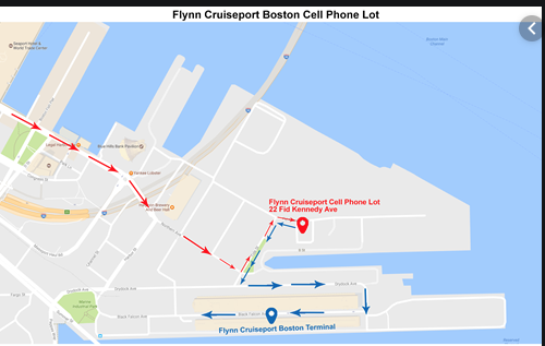 Boston Cruiseport cell phone lot map