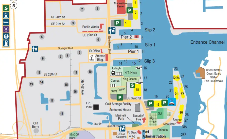 map of fort lauderdale cruise port handicap