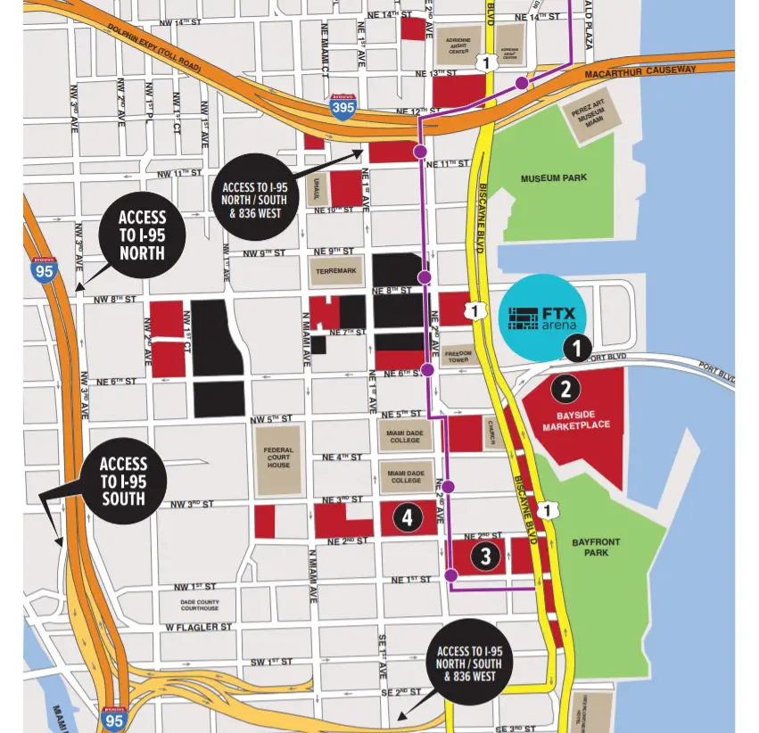FTX Arena Parking Map