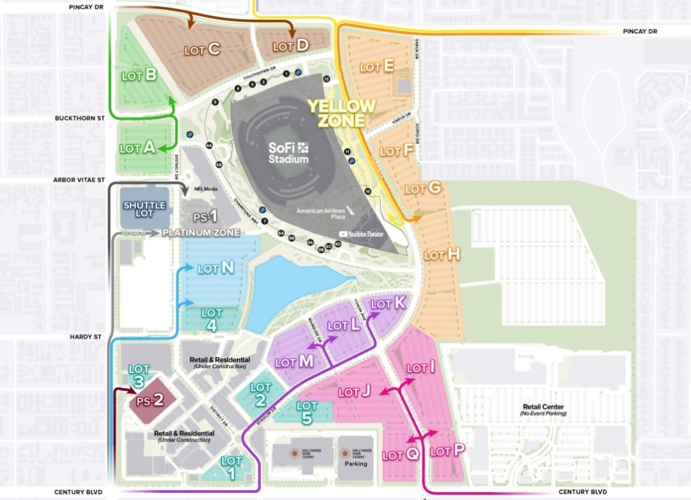 Зона 383. Sofi Stadium. Parking Zone Map. Rams Park Stadium.