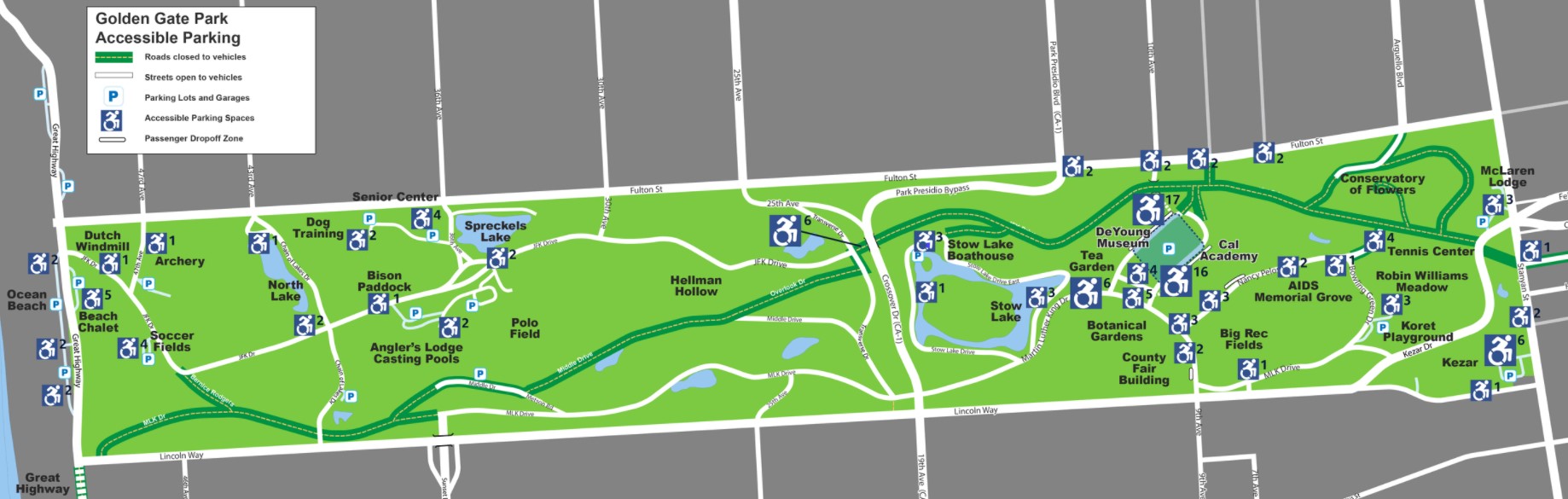 Golden Gate Park Parking Map