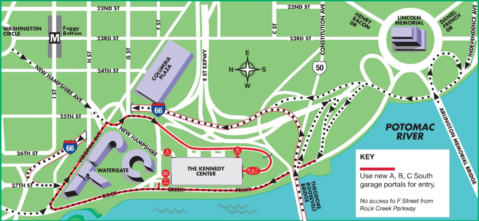 Kennedy Center Parking Cost Map Top Alternatives 2022   Kennedy Center Parking Map 1536x709 