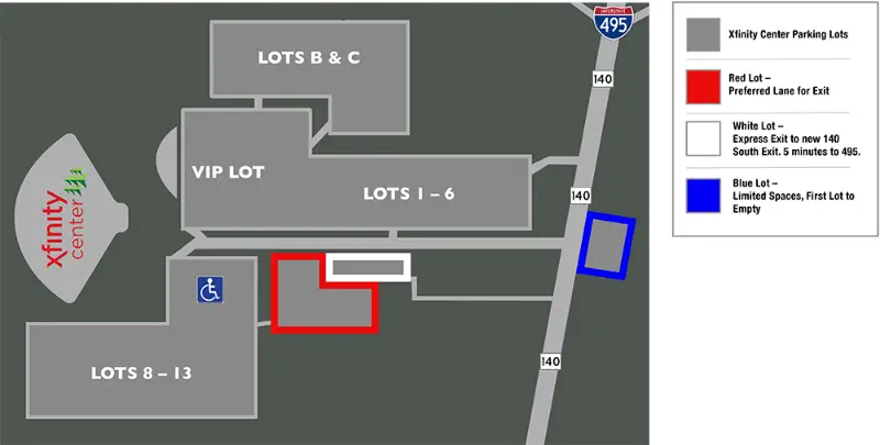 Xfinity Center Parking Map