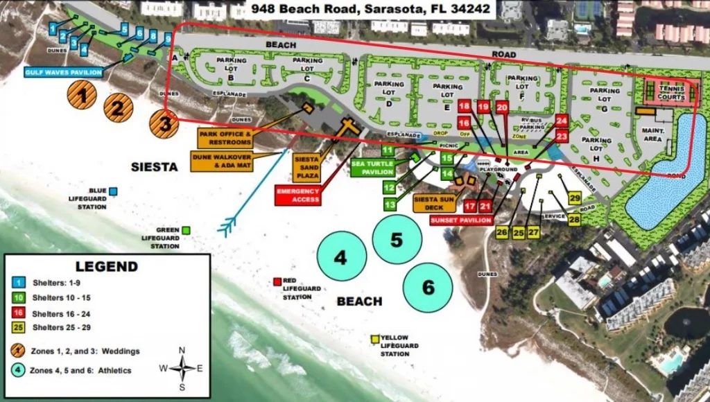 Siesta Key Beach Parking Map