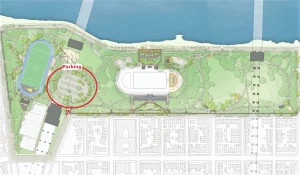 Parking map of Astoria Park from Nancy Owens Studio